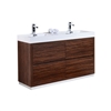 FMB60D-WNT Bliss 60" WALNUT Floor Mount Modern Bathroom Vanity - Double Sink