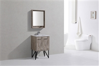 KB24-NW KubeBath Bosco 24" Nature Wood Modern Bathroom Vanity w/ Quartz Countertop