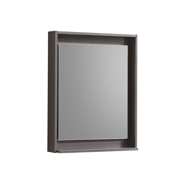 KB24GO-M 24" Wide Mirror w/ Shelf - Gray Oak
