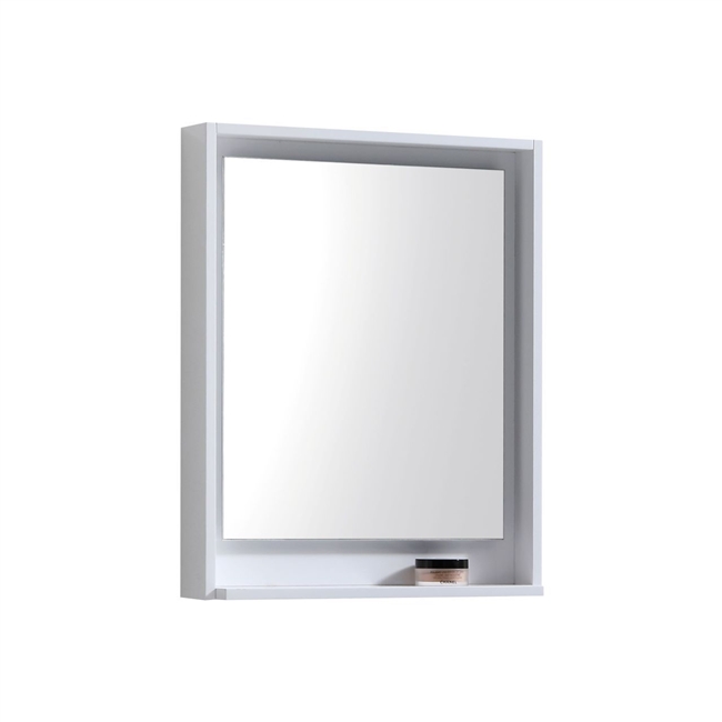 KB24GW-M 24" Wide Mirror w/ Shelf - High Gloss White
