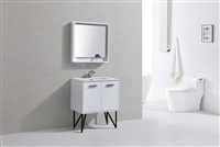 KB30-GW KubeBath Bosco 30" Gloss White Modern Bathroom Vanity w/ Quartz Countertop