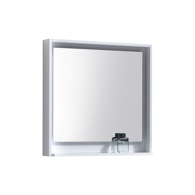 KB30GW-M 30" Wide Mirror w/ Shelf - High Gloss White |