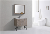 KB36-NW KubeBath Bosco 36" Nature Wood Modern Bathroom Vanity w/ Quartz Countertop