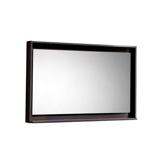 KB40HGGO-M 40" Wide Mirror w/ Shelf - High Gloss Gray Oak