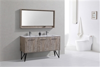 KB60-NW KubeBath Bosco 60" Nature Wood Modern Bathroom Vanity w/ Quartz Countertop - Double Sink