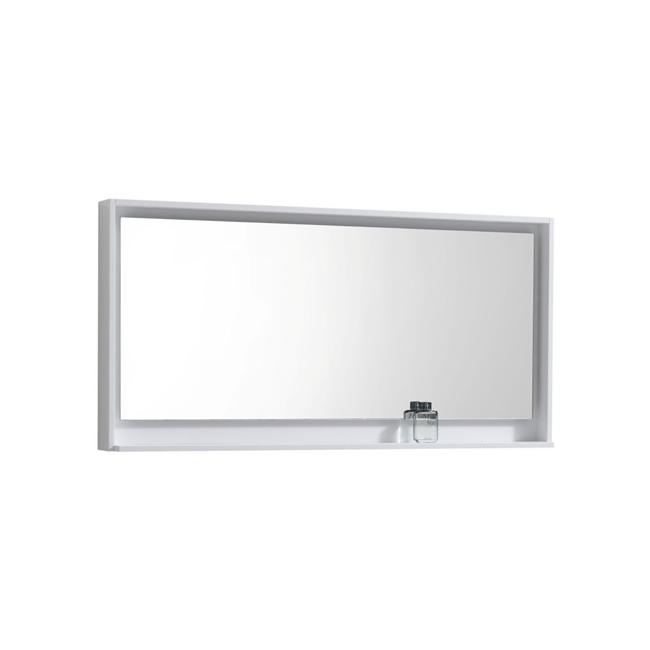 KB60GW-M 60" Wide Mirror w/ Shelf - Gloss White Color |