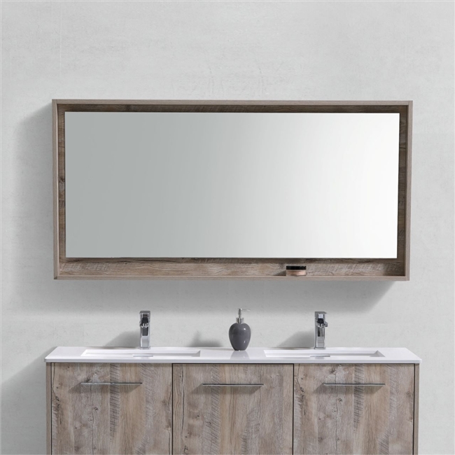 KB60NW-M 60" Wide Mirror w/ Shelf - Nature Wood