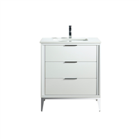 KD9930-GW Divani 30'' Gloss White Vanity W/ Quartz Counter Top