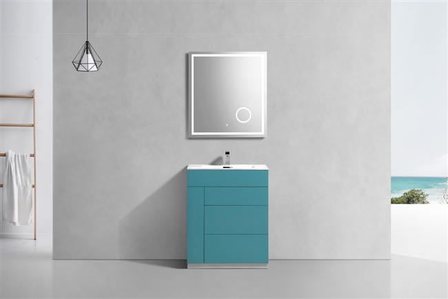 KFM30-TG 30" Milano Teal Green Floor Mount Modern Bathroom Vanity
