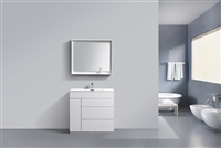 KFM36-GW 36" Milano Gloss White Floor Mount Modern Bathroom Vanity 