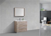 KFM36-NW 36" Milano Nature Wood Floor Mount Modern Bathroom Vanity