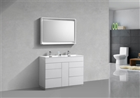 KFM48D-GW 48" Milano Gloss White Floor Mount Modern Bathroom Vanity - Double Sink