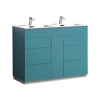 KFM48D-TG 48" Milano Teal Green Floor Mount Modern Bathroom Vanity - Double Sink