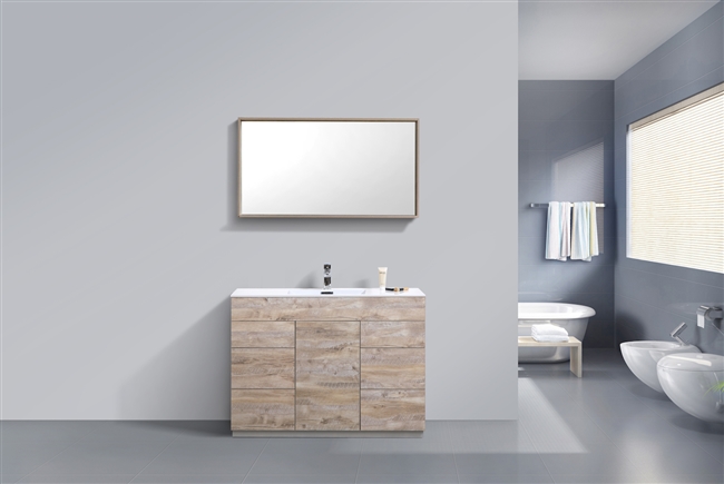 KFM48S-NW 48" Milano Nature Wood Floor Mount Modern Bathroom Vanity - Single Sink