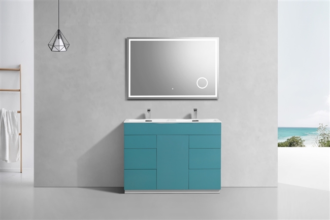KFM48S-TG 48" Milano Teal Green Floor Mount Modern Bathroom Vanity - Single Sink