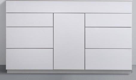 KFM60D-GW-cabinet 60" Milano Gloss White Floor Mount Modern Bathroom cabinet (no counter top no sink) -