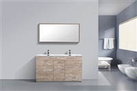 KFM60D-NW 60" Milano Nature Wood Floor Mount Modern Bathroom Vanity - Double Sink