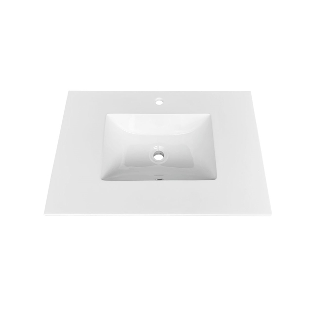 KQTB30 30'' x 19.75'' KubeBath White Quartz Counter-Top W/ Under-Mount Sink