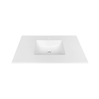 KQTB36 36'' x 19.75'' KubeBath White Quartz Counter-Top W/ Under-Mount Sink