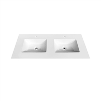 KQTB48D 48''x 19.75'' KubeBath White Quartz Counter-Top W/ Double Under-Mount Sink