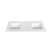 KQTB60D 60'' x 19.75'' KubeBath White Quartz Counter-Top W/ Double Under-Mount Sink