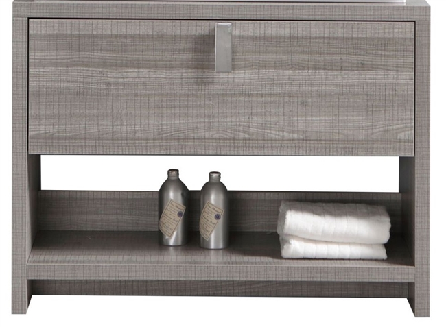 L1000HGASH-cabinet Levi 40" Ash Gray Modern Bathroom cabinet (no counter top no sink) w/ Cubby Hole