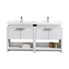 L1600GW Levi 63" Gloss White Double Sink Modern Bathroom Vanity w/ Cubby Hole |