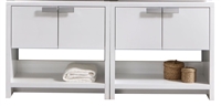 L1600GW-cabinet Levi 63" Gloss White  Modern Bathroom cabinet (no counter top no sink) w/ Cubby Hole |