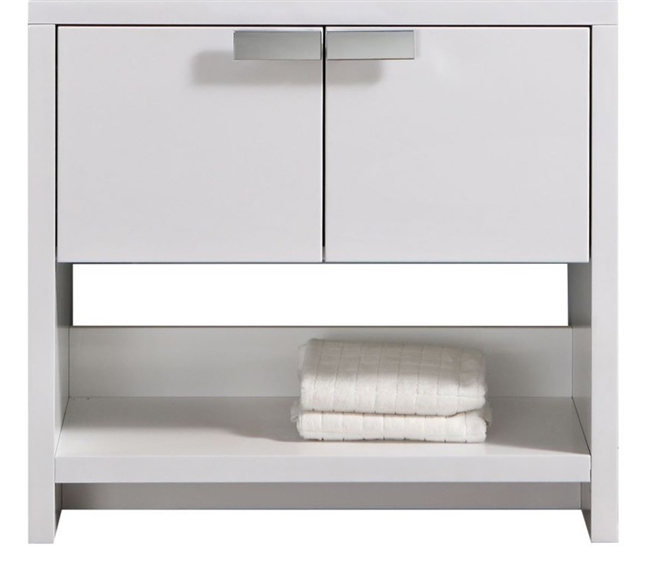 L800GW-cabinet Levi 32" Gloss White Modern Bathroom cabinet (no counter top no sink) w/ Cubby Hole