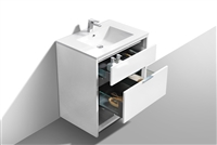 NUDO32-GW NUDO 32''Floor Mount Modern bathroom Vanity in Gloss White Finish