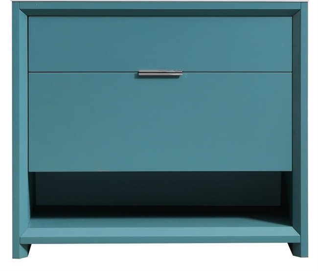NUDO40-TG-cabinet NUDO 40'' Floor Mount Modern bathroom cabinet (no counter top no sink) in Teal Green Finish