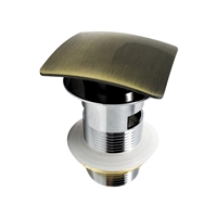 P102-BRZ Kubebath Solid Brass Square Pop-Up Drain - Gold Bronze Finish - W/ Overflow>