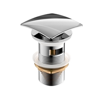 P102-CH Kubebath Solid Brass Square Pop-Up Drain - Chrome Finish - With Overflow>