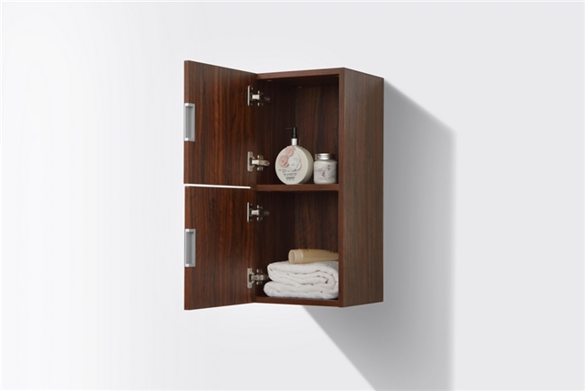 SLBS28-WNT Bathroom Walnut Linen Side Cabinet w/ 2 Storage Areas -