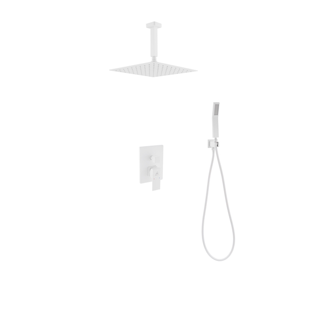 WH-CR300HH2V Aqua Piazza Shower Set w/ 12" Ceiling Mount Square Rain Shower and Handheld - White