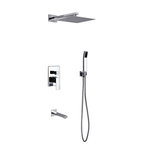 WR300TFHH3V Aqua Piazza Shower Set w/ 12" Square Rain Shower, Handheld and Tub Filler -